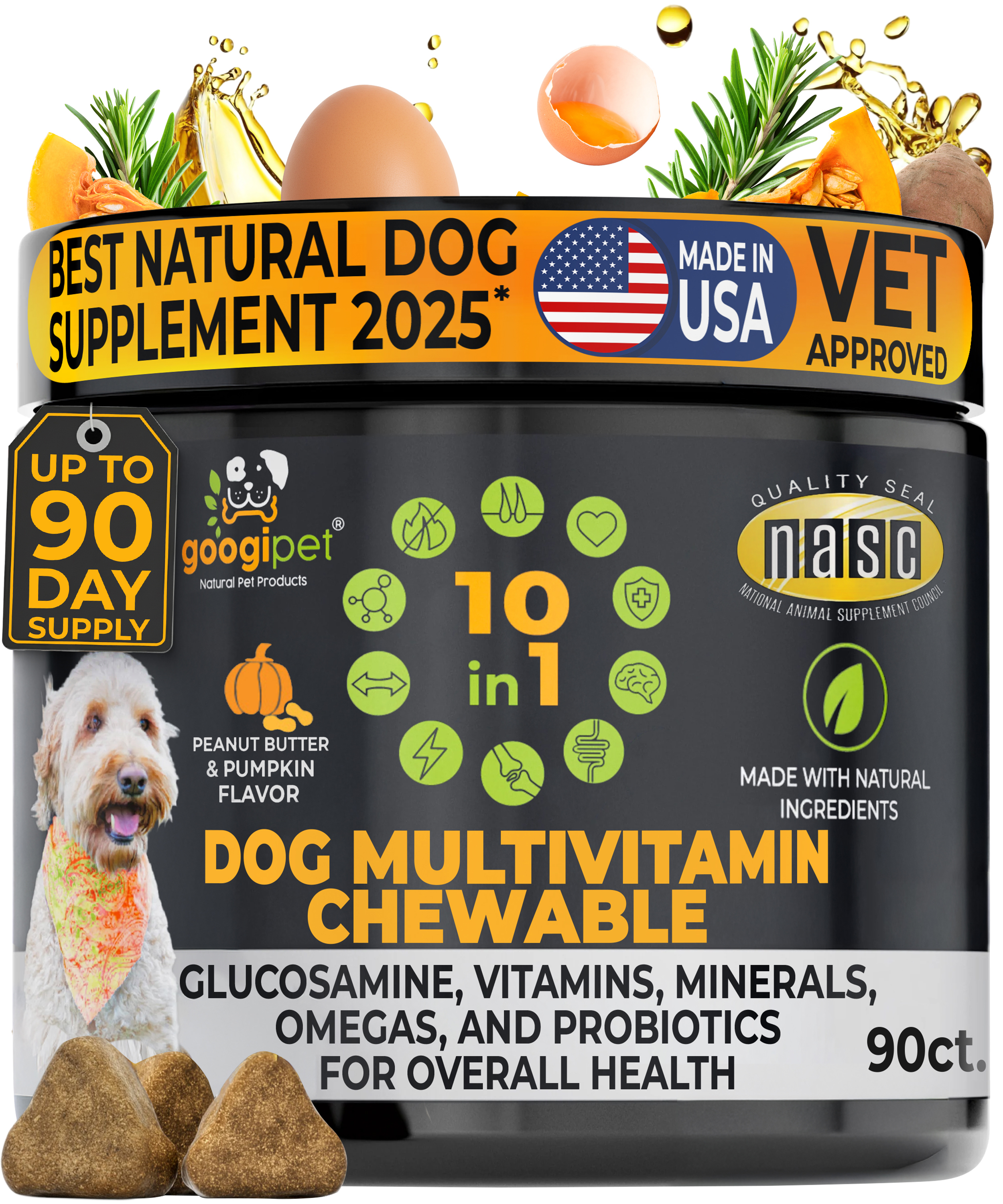 10 in 1 Multivitamin Chews for Dogs (Peanut Butter & Pumpkin Flavor) –  Googipet