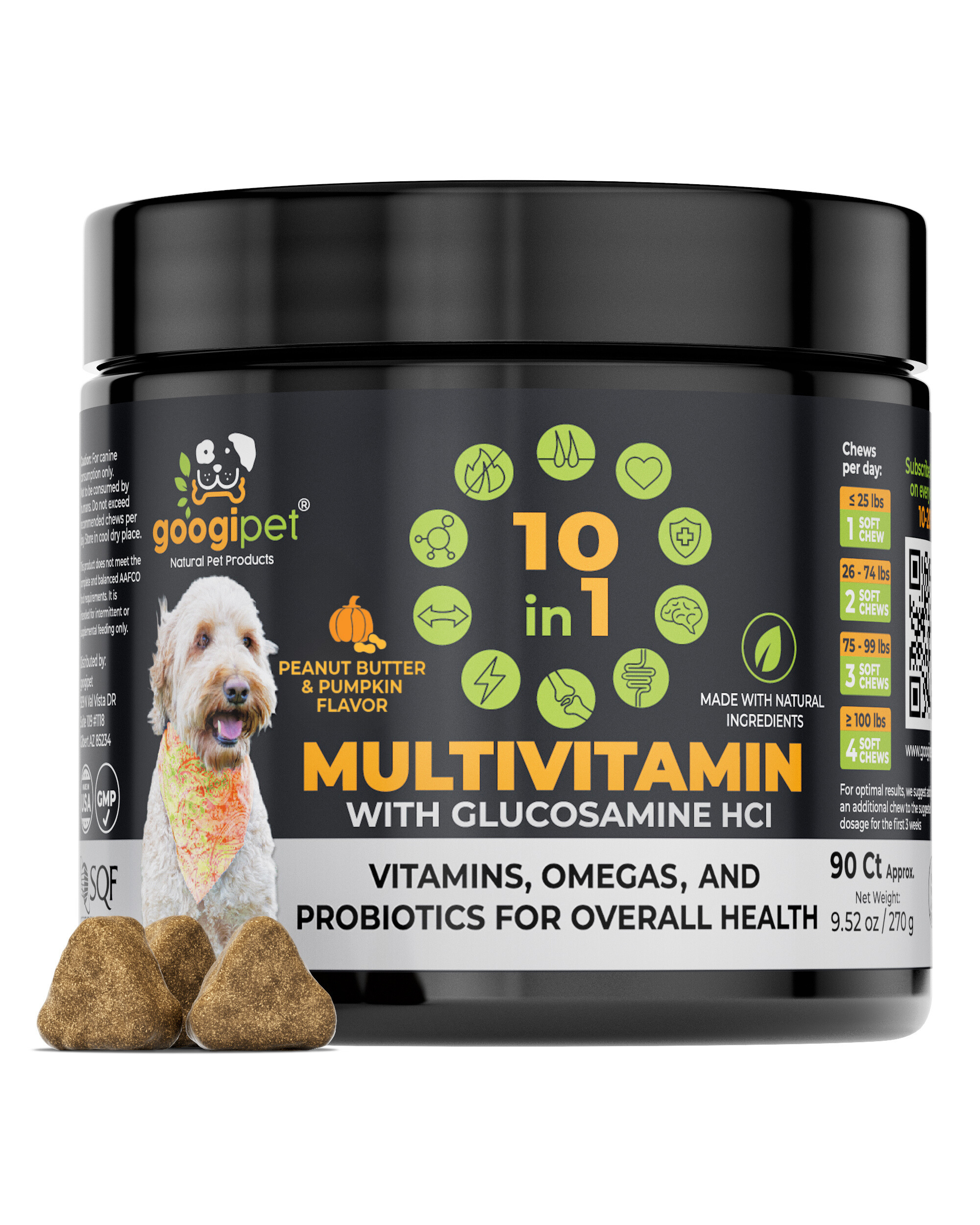 10 in 1 Multivitamin Chews for Dogs (Peanut Butter & Pumpkin Flavor)