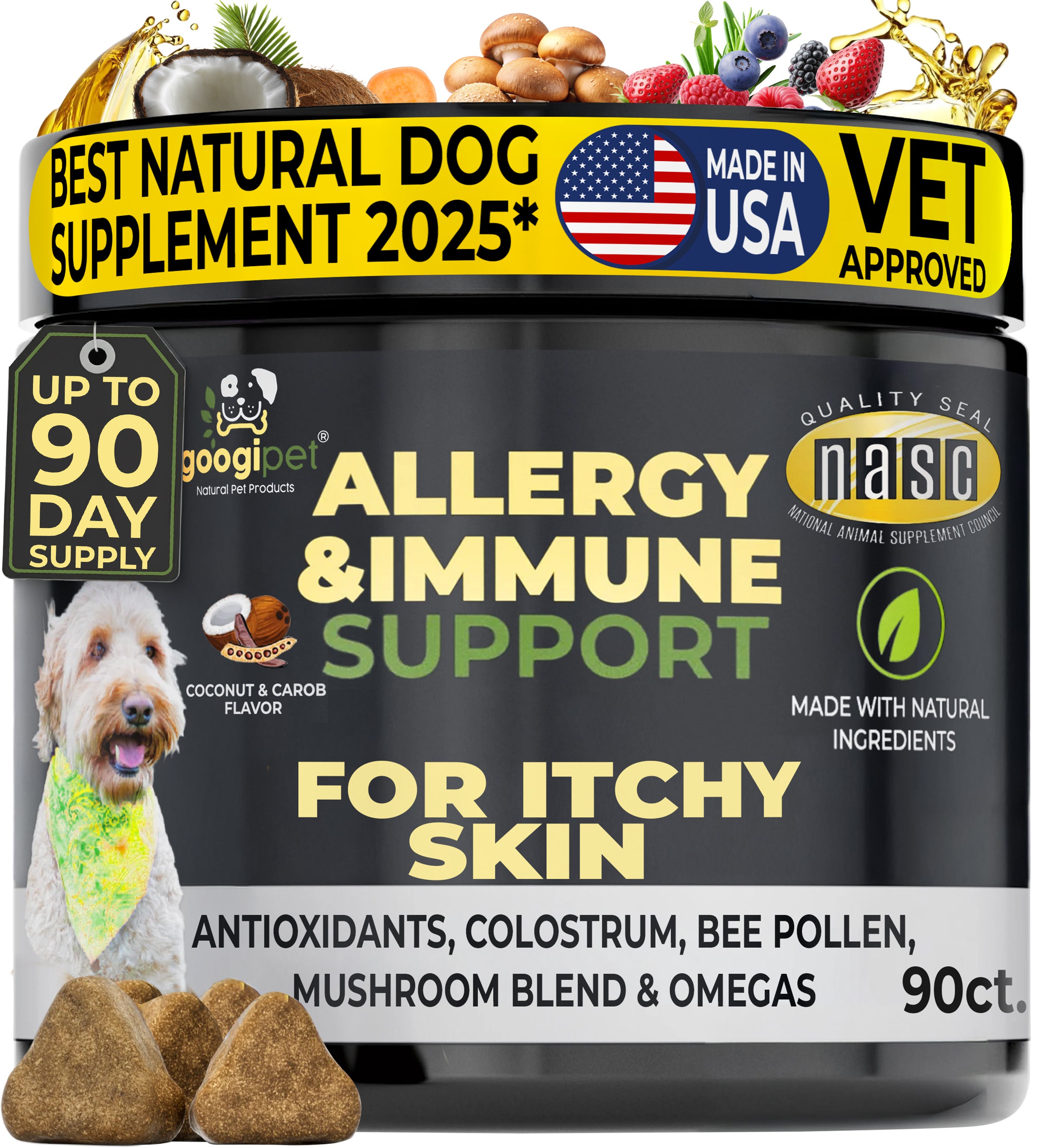 Allergy & Immune Support Chews for Dogs (Coconut & Carob Flavor)