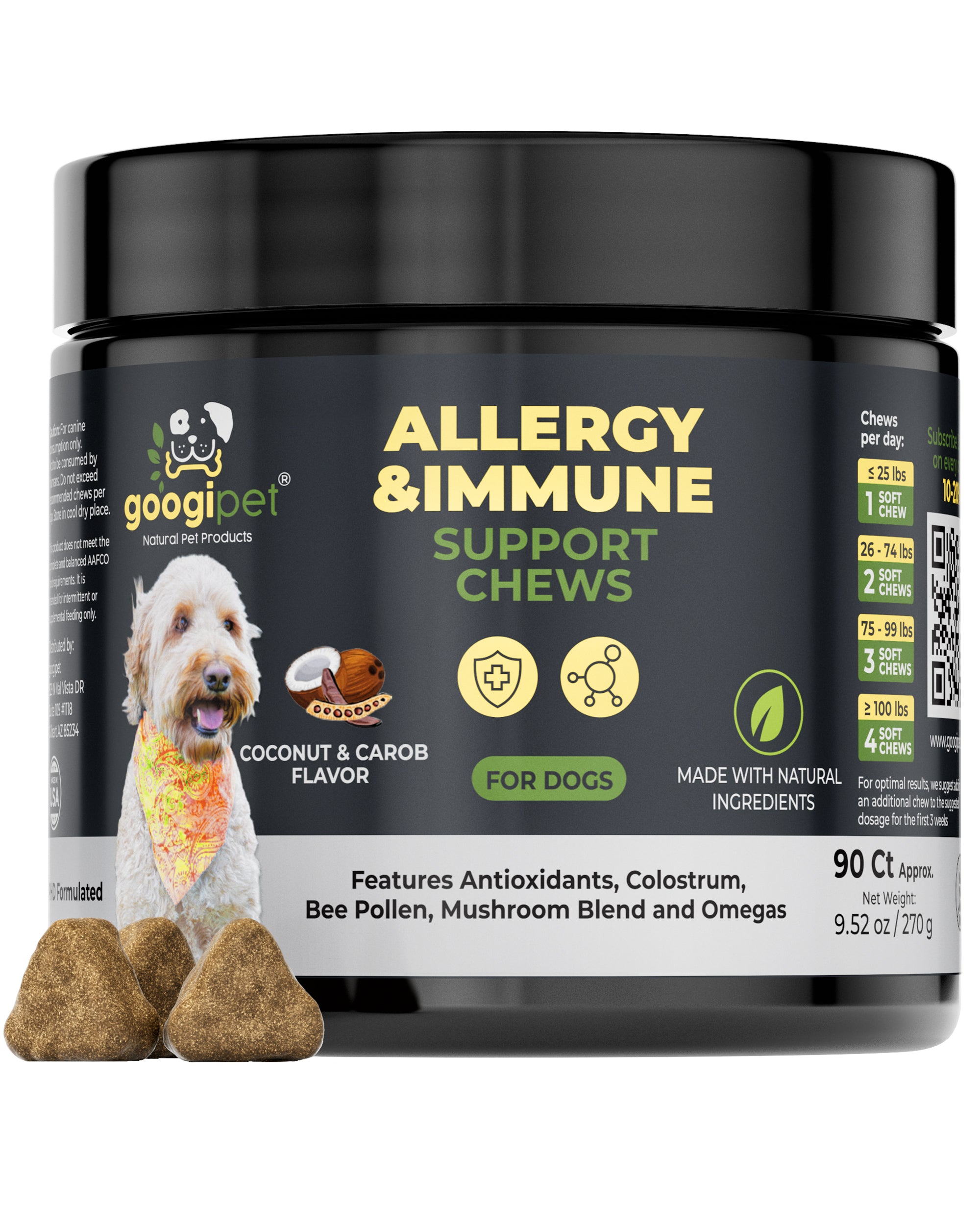 Allergy & Immune Support Chews for Dogs (Coconut & Carob Flavor)