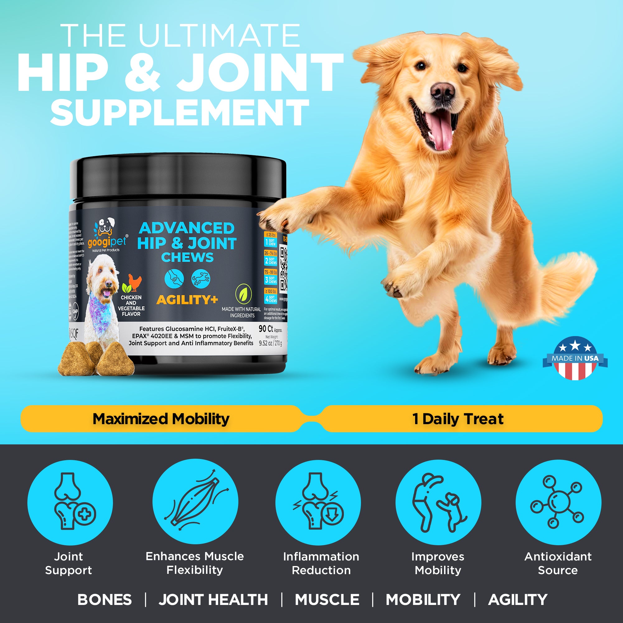 Agility+ Advanced Hip and Joint Chews for Dogs