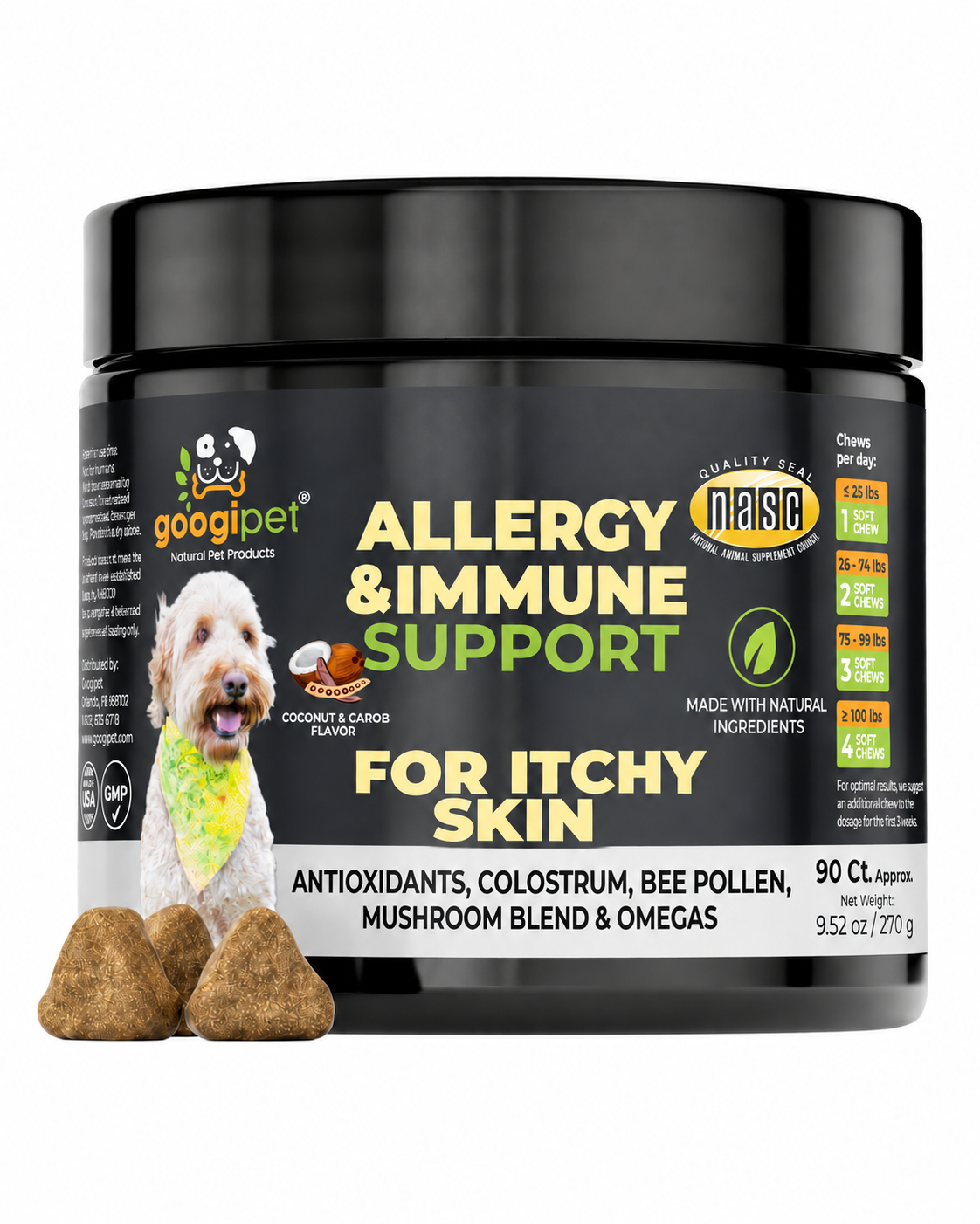 Allergy & Immune Support Chews for Dogs (Coconut & Carob Flavor)
