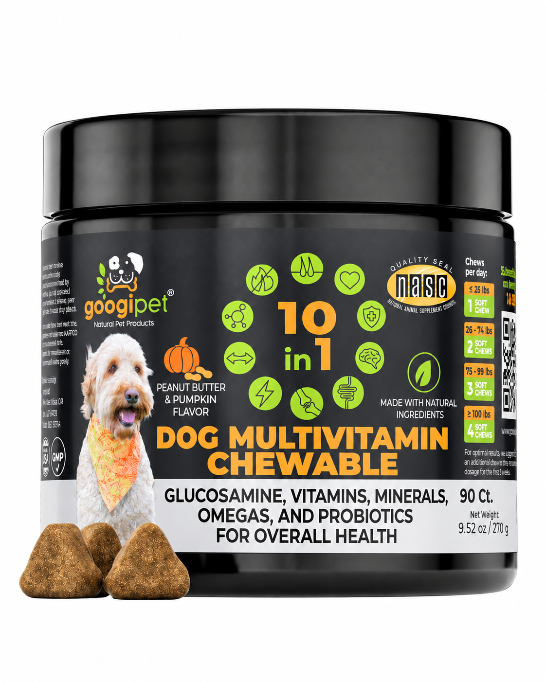 10 in 1 Multivitamin Chews for Dogs (Peanut Butter & Pumpkin Flavor)